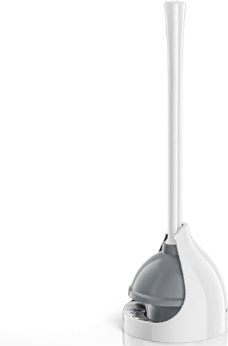 LOVLOY WC-Saugglocke mit Halter, Kolben mit einzigartigem Halter, Kolben für Badezimmer mit Halter, WC-Saugglocke strapazierfähig (2, Weiß)