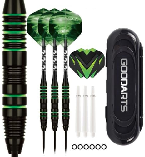 HRLORK Professionelles Dartpfeile Set 3 Stück Dartpfeile Metallspitze Steel Darts Aluminium-Schäfte mit 3 Ersatzschäften Grüne
