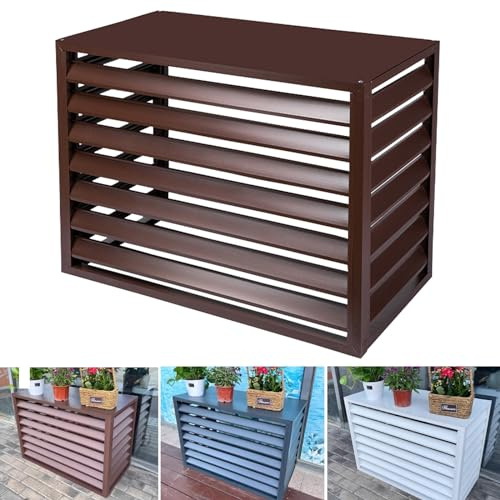 Funda Aire Acondicionado Exterior de Aluminio con Cubierta Superior, Protector Aire Acondicionado Exterior, Contraventanas para Estantes de Flores, para Protección Exterior para Ocultar el Aire Acondi