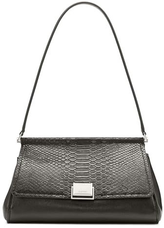 Calvin Klein Damen Shoulder Bag Ellis Demi Umhängetasche, Schwarz/Silber