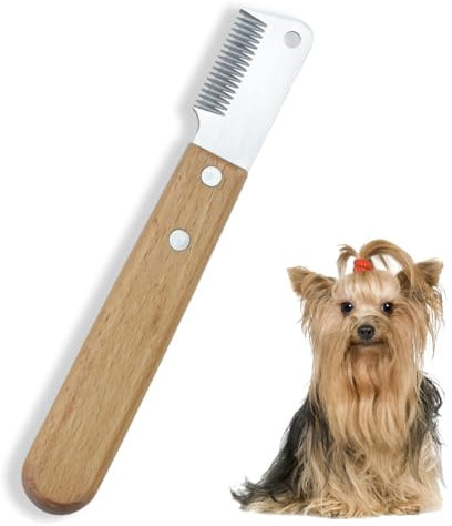 Couteau de Trimmer Chien, peigne à raser pour animaux de compagnie, professionnel strip-tease Knife Coarse Ergonomic Wooden Décapage Couteau pour Chiens, Outils de Toilettage Fournitures