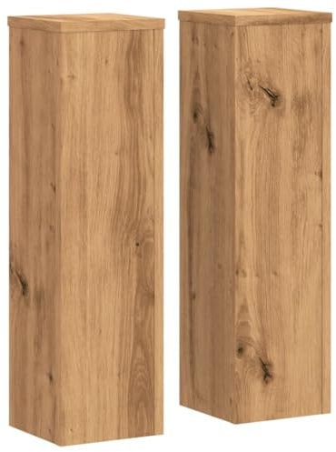 vidaXL Pflanzenständer 2 STK., Blumenständer Hohle Konstruktion, Dekosäule Podest für Pflanzen Dekoartikel, Blumenhocker Blumensäule, Artisan-Eiche Holzwerkstoff