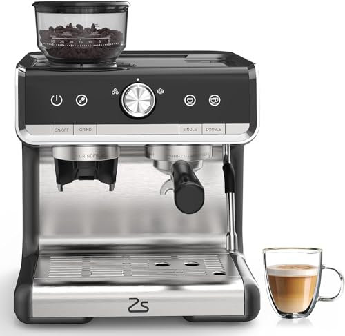 GarveeTech Máquina espresso semiautomática - Máquina de café profesional de 1450 W/20 bar, 30 ajustes de molino, calentamiento rápido, varilla de vapor espumador de leche, uso doméstico y hotel, color