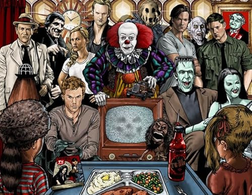 CYQFEZ Jigsaw Puzzle 1000 Teile Klassischer Horrorfilm Sammlung Poster Hölzernes Buntes Geschicklichkeitsspiel Für Die Ganze Familie Erwachsene Nw256Zq