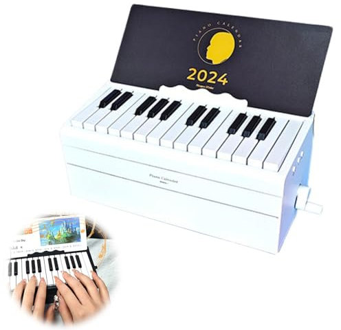 Swift-Klavierkalender 2024-2025, Spielbarer Piano-Kalender mit 52 Musiktiteln, Tischkalender, Perfekt für Fans und Musikliebhaber (Weiß)