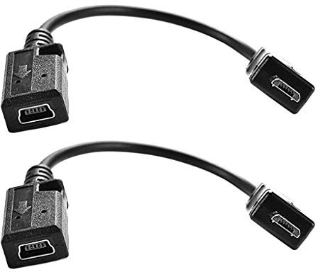 Tityvirnix 2 Pcs Micro USB Male to Mini USB Female OTG Charger Adapter Data Cable Cord