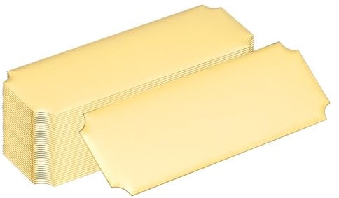 PATIKIL Engraved Name Plate, 24 Pcs 3 x 1 Picture Frame Label Art Tag Personalized Name Plaque Trophy Plates with Adhesive Backing for Laser Engraving DIY Craft Nameplate, Gold Tone