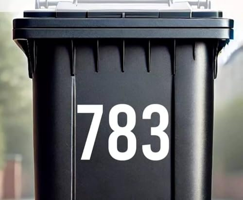 Large House Number Wheelie Bin Sticker, Vinyl Decal Set of 3 - Personalized/Multicolour