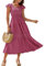 GRACE KARIN Black Dresses for Women Summer A Line Midi Dress Wedding Guest Dress Ruched Dresses Pink Purple XL