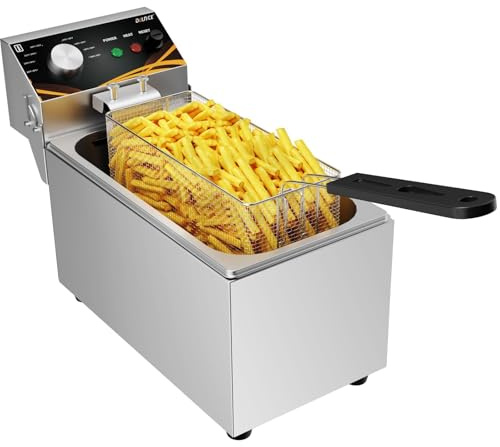 DULNICE 3.5L Gastro Friteuse 2000W Edelstahl Elektro Fritteuse | Fritteuse Edelstahl 3L Temperaturregelung 60–200 °C Schnelle Aufheizung,mit Korb und Deckel, für Haus, Restaurant
