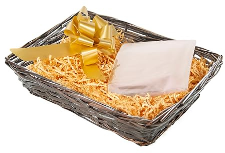 Brown Wicker Basket for Hampers Make You Own Gift Hamper Kit Birthday Christening Wedding Gift Hampers (Beige)