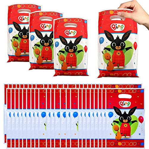 50 Pezzi Sacchetto per Caramella, Bing Bunny Sacchettini Compleanno Bambini, Sacchetti Regalo,Borsa di Regalo per Feste di Compleanno di Natale, Feste a Tema 25 x 16 cm