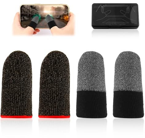 4 pezzi Mobile Gaming Finger Sleeve, Pubg Mobile Controller - Gadget da gioco per Android IOS, per giochi e dispositivi mobili, traspiranti, ultra sottili, con panno in microfibra (videogioco)