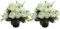 2Pcs Fleurs De Cimetière Artificielle,Petites Plantes Artificielles,La Décoration De Pierre Tombale De Cimetières pour Funérailles Commémoratives,Cimetière, Décor avec Vase (E)