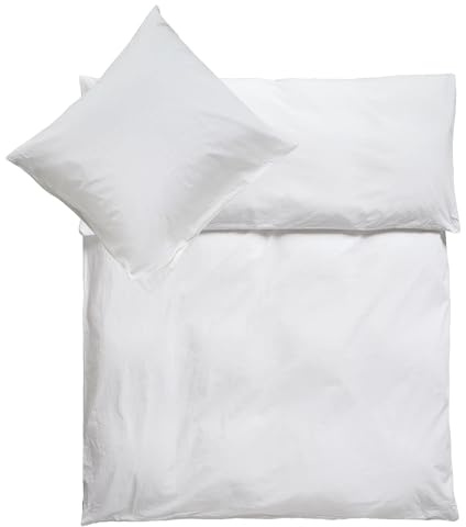 Julido Jersey-Bettwäsche-Set und Kissenbezug, 100% Baumwolle (Oeko-TEX). 2-teiliges Bettwäsche-Set mit Kunststoff-Druckknöpfen, ultraweich und atmungsaktiv (Weiss, 100 x 135 + 40 x 60 cm)