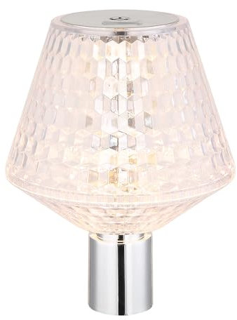 GLOBO Flaschenaufsatz Flaschenlampe Kristallleuchte Tischlampe LED Touchdimmer verchromt klar, warmweiß, DxH 12 x 15,5 cm