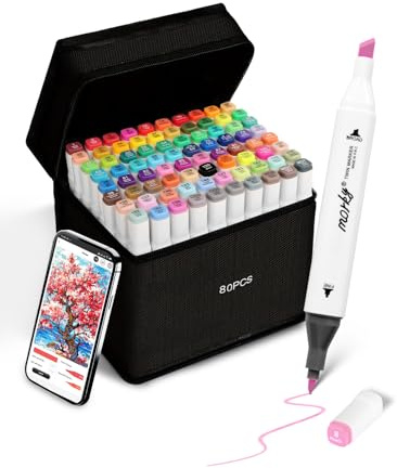 Brled 80 Colours Alcohol Markers with Free App, Colouring Pens for Adults