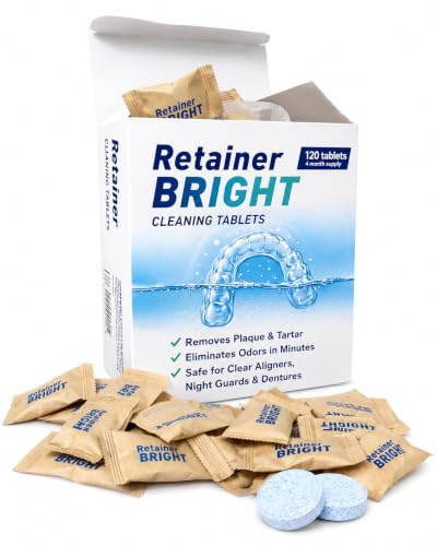 KAV PLUS Retainer Bright Cleaning Tablets – 120 Tablets (4 Month Supply) – Cleaning Tablets for Retainers, Clear Aligners, Night Guards, Mouth Guards & Dentures
