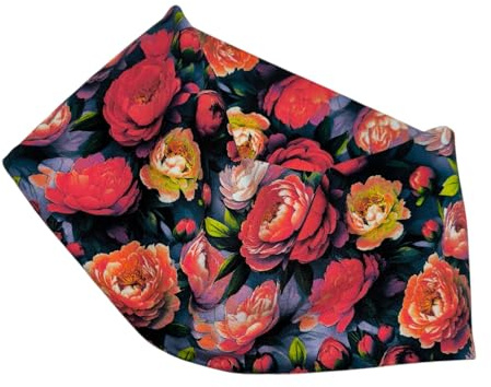 Extra breite Haarbänder aus Baumwoll-Jersey, Nähmanufaktur aus Ostfriesland (Blumen-Rot)
