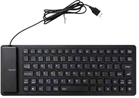 Rvluw Tastiera in morbido silicone, 85 tasti, connettore con cavo USB silenzioso, pieghevole, portatile, compatta tastiera morbida per PC, laptop, desktop, leggera, portatile