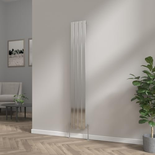 NRG 1800x272mm Vertical Tall Upright Flat Panel Designer Bathroom Central Heating Radiator Chrome Single Column - Perfect for Bathroom, Bedroom, Kitchen, Hallway, Living Room
