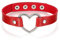 JewelryWe Schmuck Damen Choker Halsband Halskette, Leder Legierung 33-40cm Erstellbare Punk Lolita Herz Collier Kette, Rot Silber