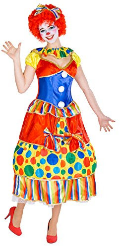 tectake dressforfun Frauenkostüm Clown | Ballkleid + Haarreif mit Schleife | Clownfrau Clown-Kostüm Fasching (L | Nr. 300779)