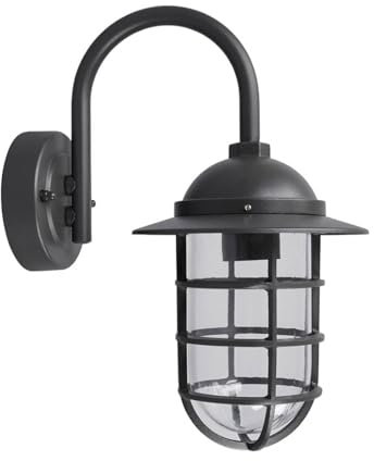 Lindby Wandleuchte außen Naila (spritzwassergeschützt (Retro, Vintage Antik) in Alu aus Aluminium (1 flammig E27) - Außenwandleuchten Wandlampe Led Außenlampe Outdoor für