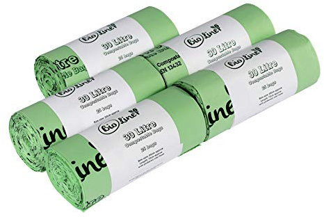 30 Litre (Large roll) BioLiner Compostable Kerbside Caddy Bin Liners, 125 Bags