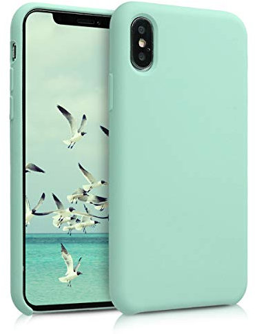 kwmobile Hülle kompatibel mit Apple iPhone XS Hülle - Silikon Handy Case - Handyhülle weiche Oberfläche - kabelloses Laden - Mintgrün matt