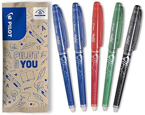 PILOT FriXion Point, radierbarer Tintenroller, 5er Set (Blau, Rot, Grün, Schwarz)
