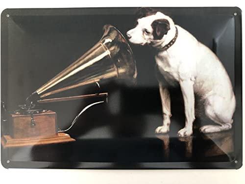 Blechschild 20x30cm gewölbt His Master´s Voice Hund Retro Deko Geschenk Schild
