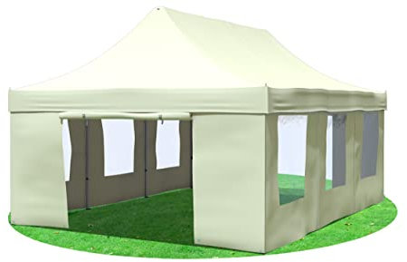 Stabilezelte Faltpavillon 4x6 Meter Professional mit Fensterseiten beige
