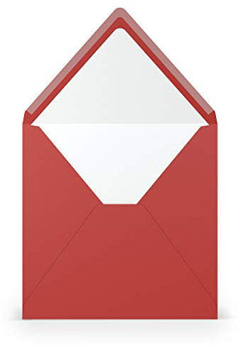 PAPERADO 25 Briefumschläge quadratisch Tomate gerippt Rot - 100 g/m² Kuvert Ohne Fenster 16,4 x 16,4 cm - Hochzeits Umschläge mit Nassklebung spitzer Klappe