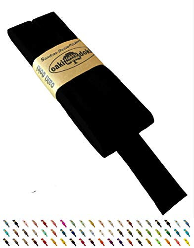 Sandras-Bastelladen Oaki Doki Schrägband/Einfassband Tricot de Luxe Jersey gefalzt 3m x 20mm 100-Schwarz
