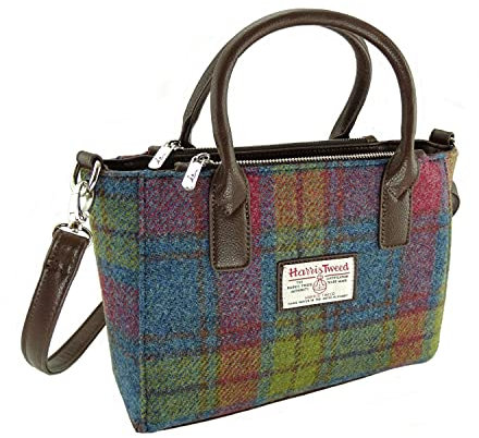 KWH Glen Appin von Schottland Harris Tweed PInk Blau Grün Tartan Check Brora Tote Grab Handtasche Geldbörse