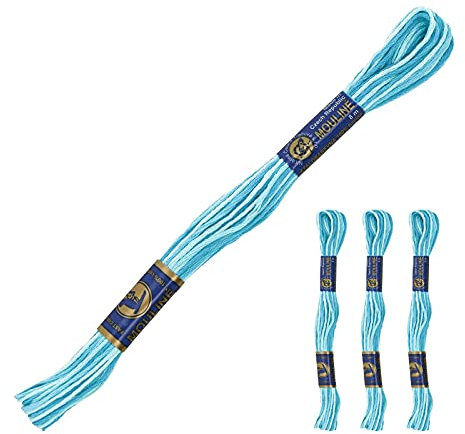 3 Docken Stickgarn je ca. 8m Sticktwist mit Farbverlauf 100% Baumwolle Stickerei Farbwahl, Farbe :55032 Hellblautöne