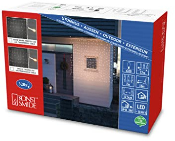 Konstsmide Christmas LED Light Curtain / 2 x 2 Metre/Outdoor or Indoor (IP44) / Transparent Cable, Amber White