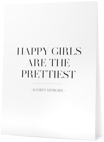 Papierschmiede® Bilder Home Kunstdruck 30x40 cm Spruch Poster Zuhause Schrift Bild Wanddeko in schwarz weiß, Sprüche für Wohnzimmer Büro Küche, Happy Girls