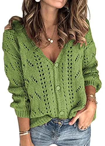 ORANDESIGNE Cardigan in Maglia Donna Tinta Unita Elegante Maglione Maniche Lunghe Cardigan Corto Scollo a V Sexy Bottoni Morbido Elegante Autunno Invernale Sweater Cardigan