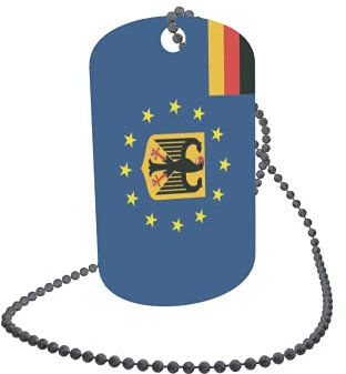 U24 Dog Tag Erkennungsmarke ID Tag an Kette Europa mit Deutschland Adler Alu 30 x 50 mm