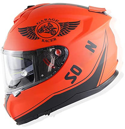 RYDZCLH Integralhelm Motorradhelm Herren Damen Klapphelm Mopedhelm Jet Motorrad-Helm Mit Sonnenblende ECE-Zugelassen Sturzhelm Modular-Helm Rollerhelm Erwachsener Flip-Up Helm,Orange,XL