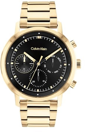 Calvin Klein Multi Zifferblatt Quarz Uhr für Herren Kollektion Gauge mit Goldfarben Edelstahlarmband - 25200065