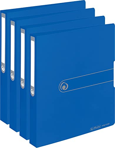 Herlitz Ringbuch A4 (PP, 2-Ring-Kombi-Mechanik, 3,8 cm Rücken, 25 mm Füllhöhe) 4er Set, opak blau