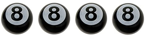 Marcraft Black 8 Ball Tyre Wheel Alloy Valve Caps Dust Caps (4 Pack) Universal for Cars, SUVs, Bicycles, Motorcycles, Trucks | Rubber Airtight Seal Plastic | Screw-On