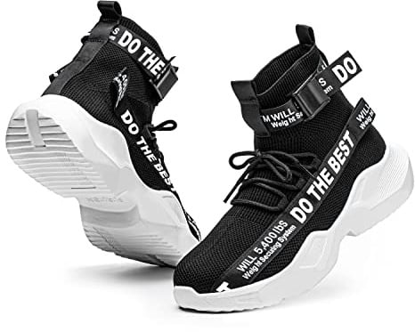 Furuian Steel Toe Shoes for Men Women Comfortable Lightweight Safety Snekaers Industrial Construction Work Shoes for Men Black