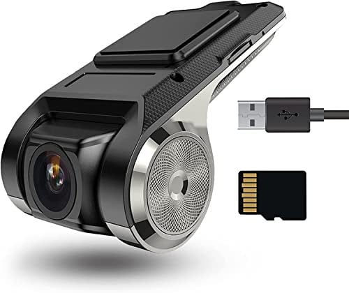 Hikity Cámara Dash CAM con 32GB TF, para Radio de Coche Android Admite Conexión por USB|Grabación en Bucle|Visión Nocturna|Graba Automáticamente