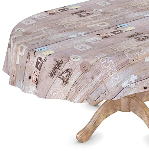 Wachstuchtischdecke Wachstuch Tischdecke abwaschbar Wachstischdecke Rechteck, rund, oval Premium Prägung Gartentischdecke Elegance Oval 140x240cm Schnittkante Dixie