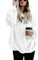 iWoo Felpa con cappuccio da donna, in pile, per autunno e inverno, calda, a maniche lunghe, tinta unita, casual, Felpa con cappuccio bianca, M