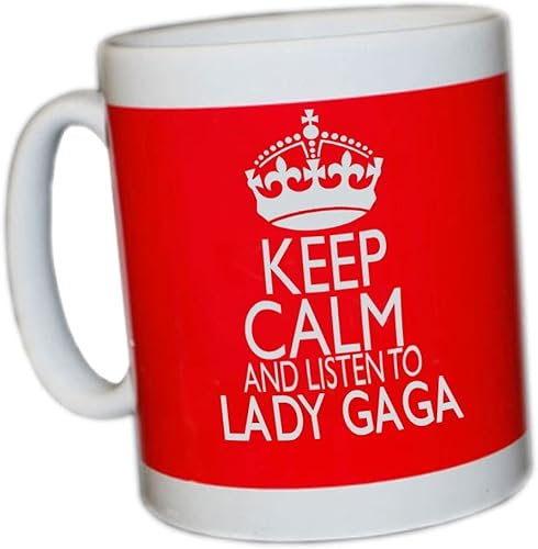 Giftme Keep Calm and Listen to Lady GAGA Birthday Coffee Tea Mug Unique 11oz White Ceramic Mug.